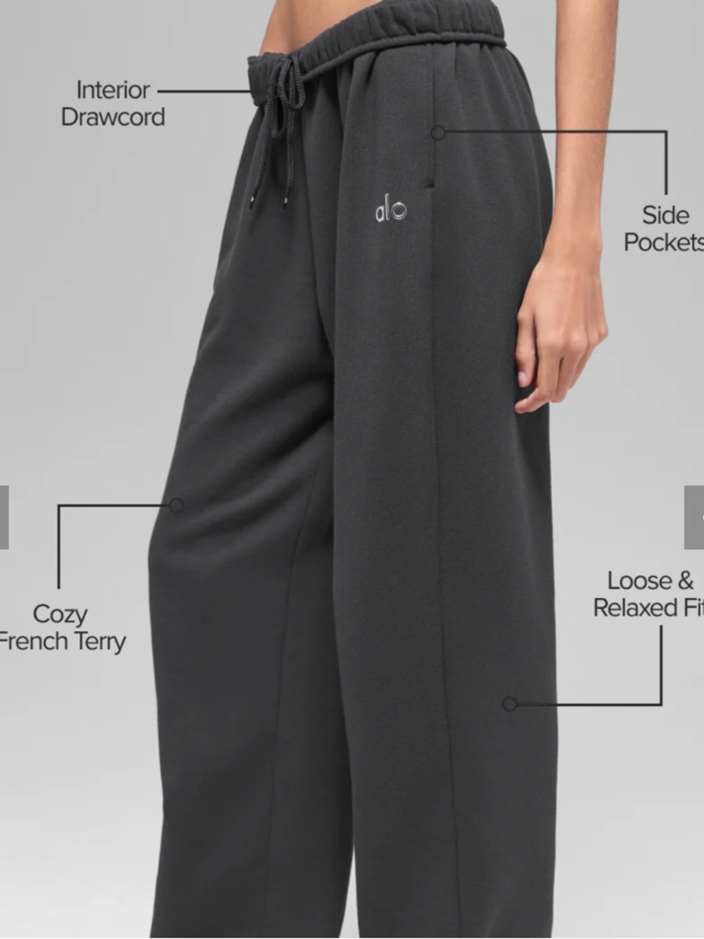 NWT ALO Accolade Straight Leg Sweatpant- Anthracite